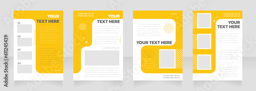 Preschool yellow and white blank brochure layout design. Vertical poster template set with empty copy space for text. Premade corporate reports collection. Editable flyer paper pages