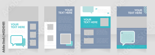 Advisory firm blank brochure layout design. Info in speech bubble. Vertical poster template set with empty copy space for text. Premade corporate reports collection. Editable flyer paper pages