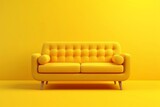 Soft Yellow Sofa A Cozy Pop of Color on a Yellow Background. Generative Ai