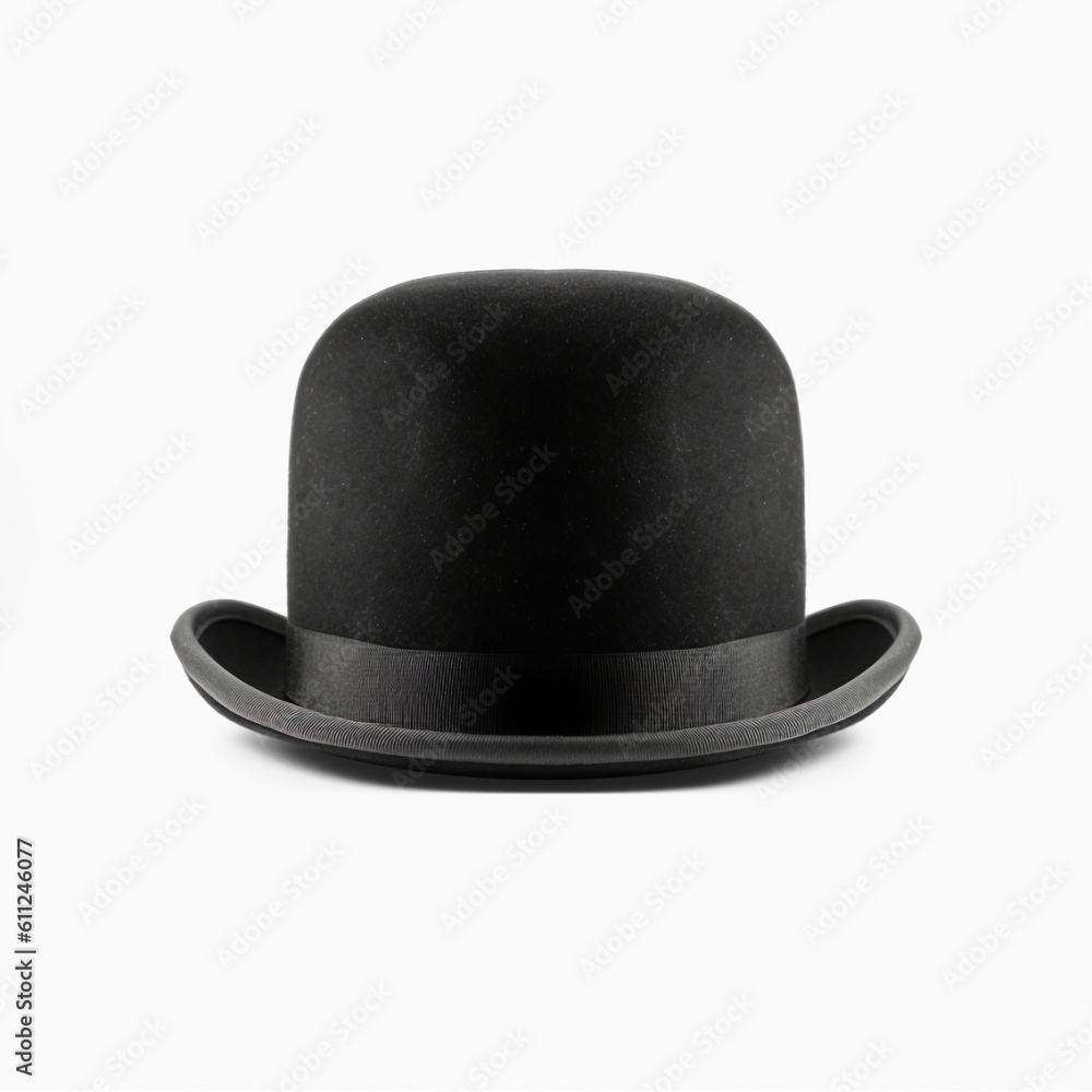 Black bowler hat isolated on transparent or white background, png Black bowler hat isolated on transparent or white background, png