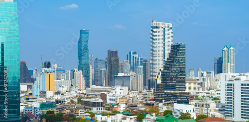 Bangkok skyline. Downtown of the city with of skyscrapers. Logos removed from the image #611247082
