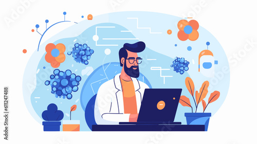 Virtual Doctor Appointment: A Vector Depiction of Telehealth via Laptop-Based Video Consultation