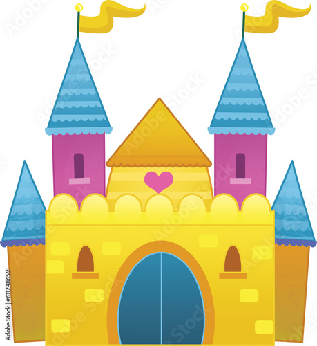 cartoon beautiful and colorful medieval castle illustration for childern © honeyflavour
