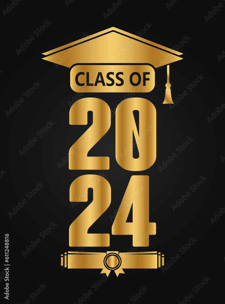 Hand drawn text illustration for class of 2024 graduation Stock Vector ...