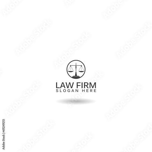  Law firm logo with scales template icon with shadow