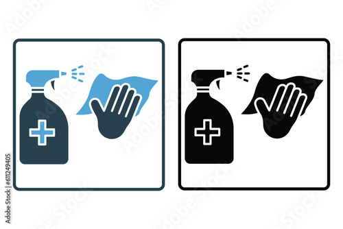 antiseptic spray bottle. element antibacterial disinfect surfaces, wet cleaning. icon related to disinfectant, antiseptic . Line icon style design. Simple vector design editable