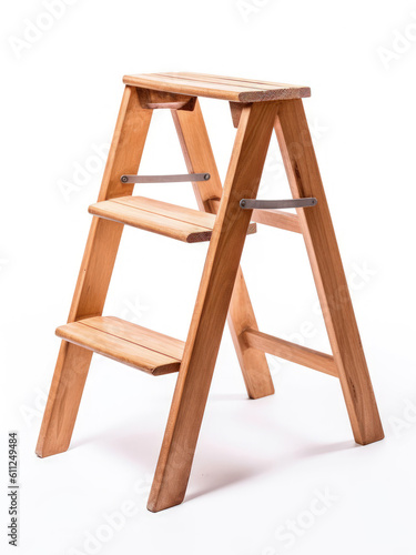 Wooden stepladder isolated on white