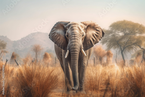 African elephant (Loxodonta africana) at the waterhole