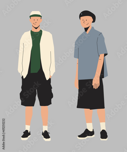 Man Model Fashion Style Illustration With Grey Background

