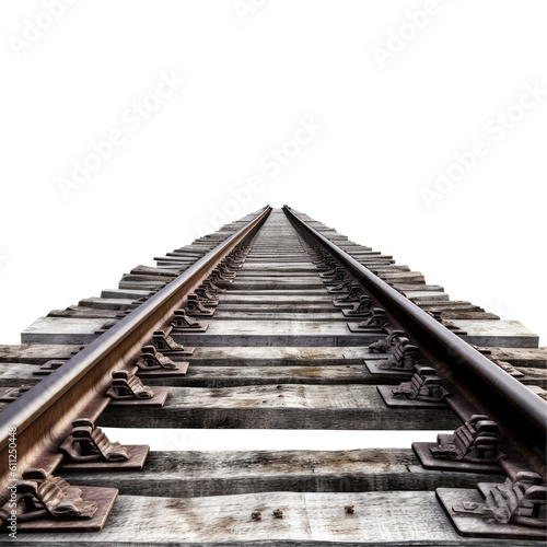 Railroad track isolated on transparent background. Generative AI railway track