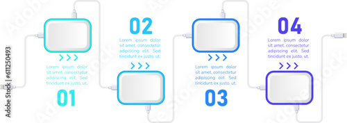 Social networking technologies infographic chart design template. Abstract vector infochart with blank copy spaces. Instructional graphics with 4 step sequence. Visual data presentation