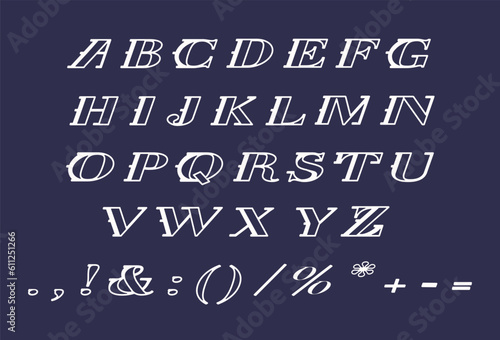 White italic line style alphabet set. Vector decorative typography. Decorative typeset style. Latin script for headers. Trendy letters and numbers for graphic posters, banners, invitations texts