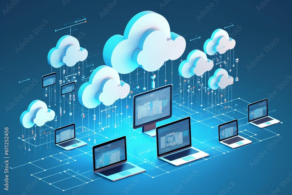 Digital data cloud infographic representation, IOT based data representation. Generative Ai Digital data cloud infographic representation, IOT based data representation. Generative Ai