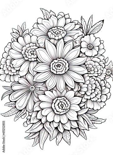 Detailed mandala  flowers  for coloring pages