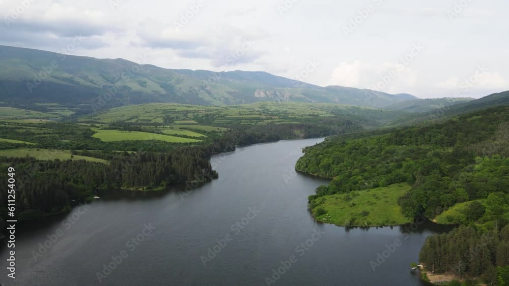 Aerial Spring view of Dushantsi Reservoir, Sredna Gora Mountain, Sofia Region, Bulgaria Aerial Spring view of Dushantsi Reservoir, Sredna Gora Mountain, Sofia Region, Bulgaria