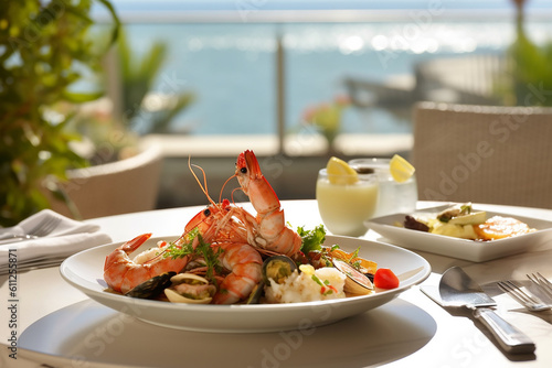 Prawns and Shrimps at a Beachside Restaurant - Fresh Coastal Delights - food photography - beachside view - beach side cafe - sea food - seafood restaurant