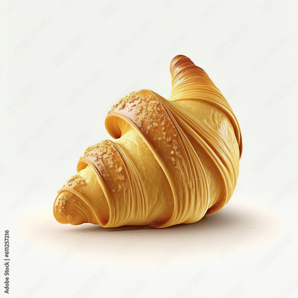Ai generated illustration Fresh croissant isolated white