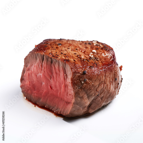 Ai generated illustration Grilled beef steak on a white background