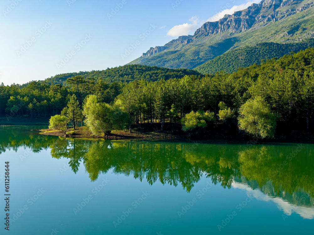 Fototapeta premium Spectacular lake reflections, mystical landscapes and spring texture in nature