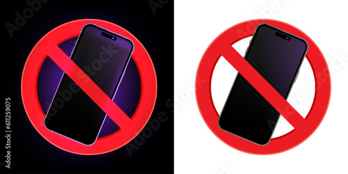 Vector sets of phone stop signs. No phone sign, no smartphone sign and a forbidden cell phone sign, Ban on use of mobile phone. Vector illustration.