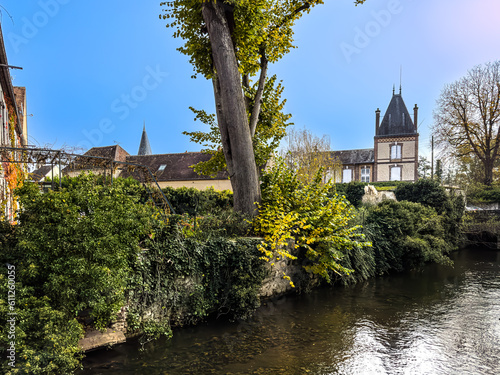 Street View of the Charming Historic Village of Nemours in France photo