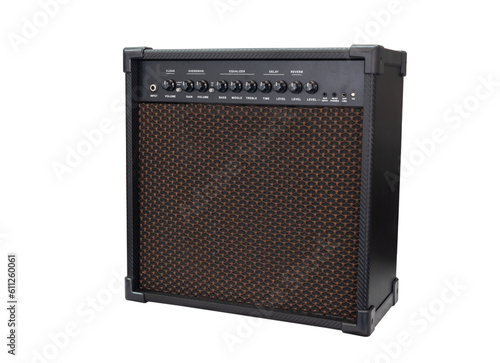 guitar amplifier isolated on white background, clean and overdrive chanel with EQ and delay and reverb effect