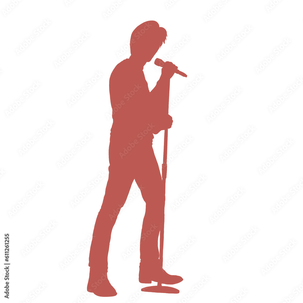 silhouette of a person with a microphone