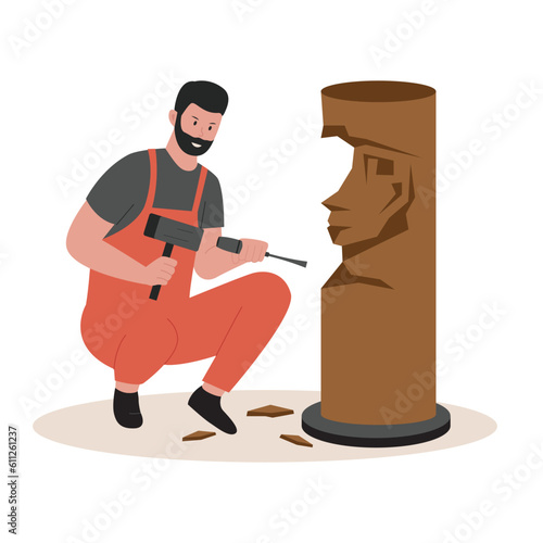 Professional sculptor concept illustration. Illustration for website, landing page, mobile app, poster and banner. Trendy flat vector illustration