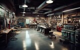The interior of the metalworking shop. The interior of the metalworking shop. Modern industrial enterprise. Ai generative.