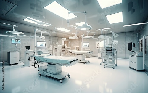 Modern equipment in operating room. Medical devices for neurosurgery. Ai generative