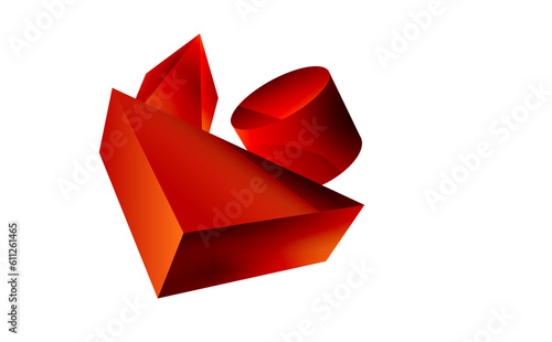 3d vector minimalist geometric abstract background. Triangle, cylinder, pyramid basic shape composition. Trendy techno business template for wallpaper, banner, background or landing