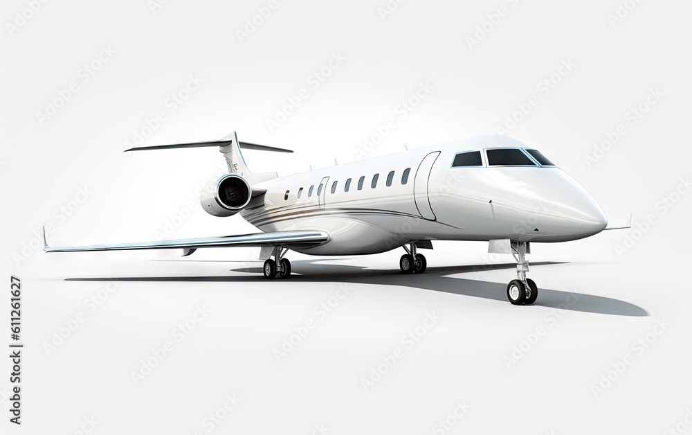 Naklejka premium Modern corporate business jet isolated on white background. Ai generative