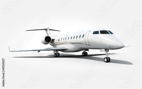 Modern corporate business jet isolated on white background. Ai generative