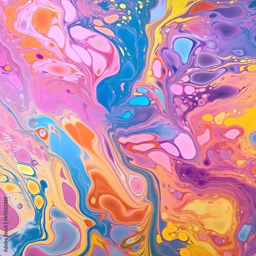 Liquid marbling paint texture background fluid painting abstract texture intensive color mix wallpaper with Generative AI