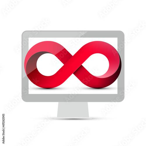 Infinity symbol on computer screen - vector