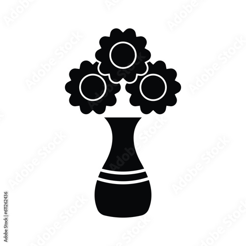 Vase flowers icon design. Decorative glass flowerpots and vases interior design. isolated on white background