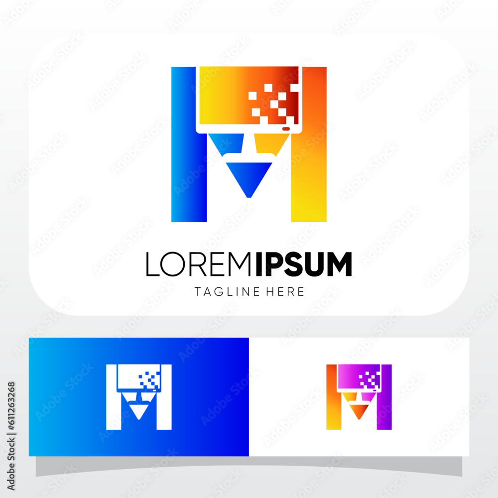 Letter M Computer Monitor Display Logo Design Vector Icon Graphic Emblem Illustration Letter M Computer Monitor Display Logo Design Vector Icon Graphic Emblem Illustration