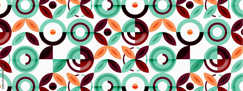 Abstract background - minimalist circles and round elements composition with varying sizes circles and other geometric shapes. The elements are arranged symmetrically in a grid-like pattern Abstract background - minimalist circles and round elements composition with varying sizes circles and other geometric shapes. The elements are arranged symmetrically in a grid-like pattern