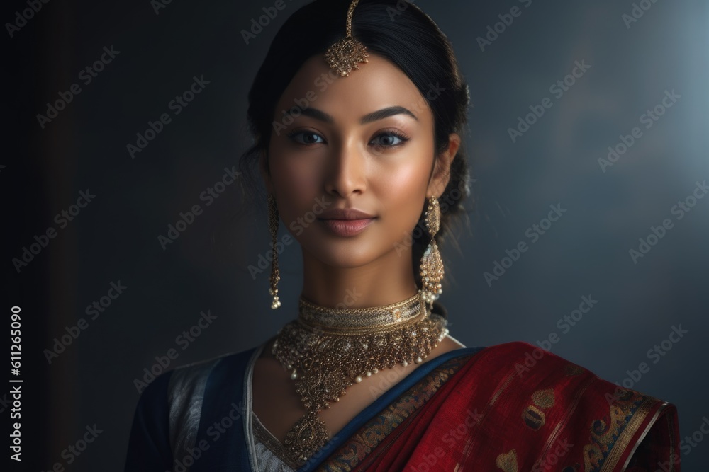 Lifelike beautiful Asian Indian woman with a striking appearance and
