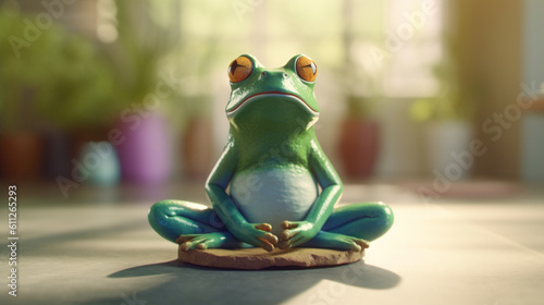 Frog meditation, chakras. Generative Ai
