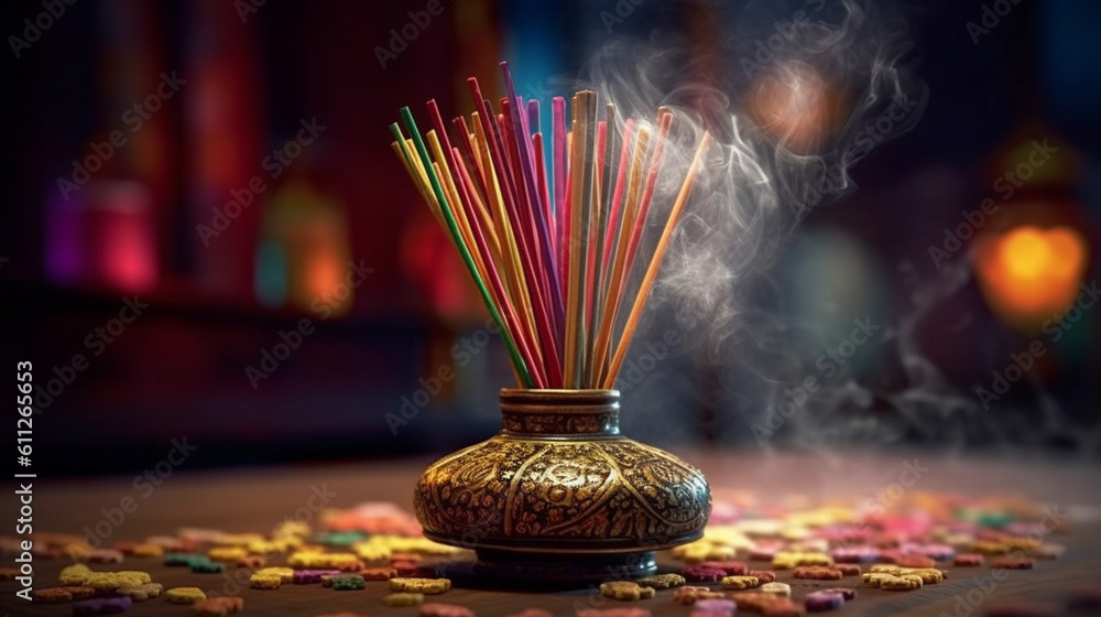 Incense sticks. Aromatherapy. Generative Ai Incense sticks. Aromatherapy. Generative Ai