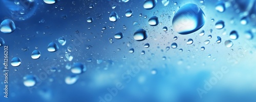Smooth soft blue dew background with small water droplets Generative AI