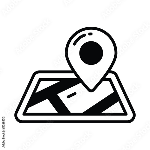 A chart with location pointer, trendy icon of map location