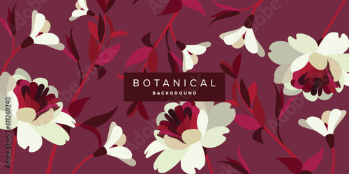 Fototapeta Naklejka Na Ścianę i Meble -  Minimalist Colorful Botanical Flower Background