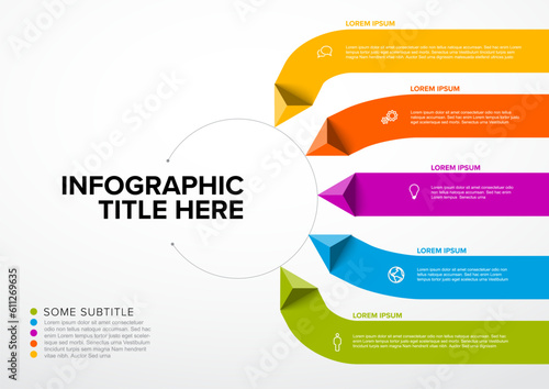 Vector multipurpose Infographic template with five stripes and triangle arrows elements