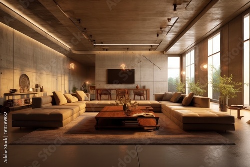 Contemporary Loft Living Room  Featuring Floor to Ceiling Windows and Stylish Decor