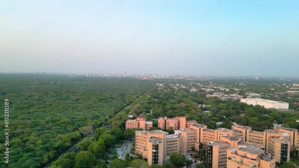 Delhi: Aerial view of capital city of India, lot of trees and greenery - landscape panorama of South Asia from above Delhi: Aerial view of capital city of India, lot of trees and greenery - landscape panorama of South Asia from above
