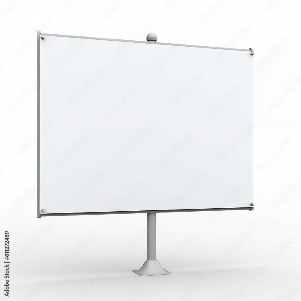 Blank white presentation signboard on white background Generative AI Blank white presentation signboard on white background Generative AI