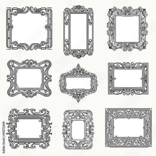 Vintage frames silhouette vectors