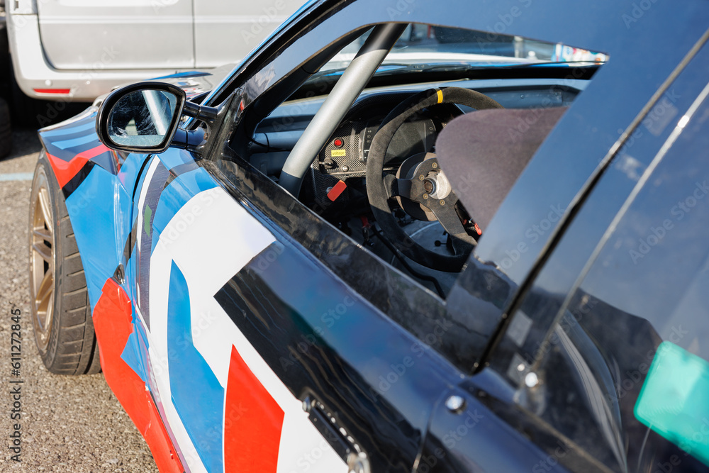 Exterior View From the Driver's Seat Side of a Grand Touring Racing Car